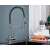Blackswan M251 kitchen faucet, anthracite gray, pull-out spray, filtered water, installed in a kitchen