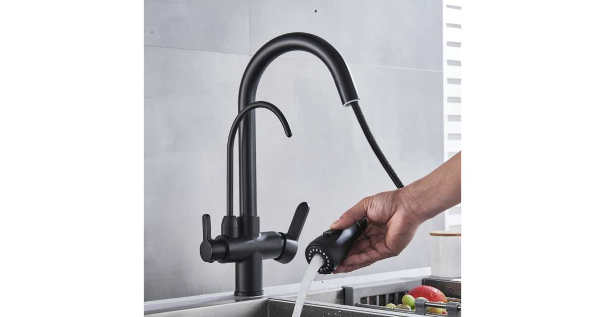 Blackswan M254 Kitchen Faucet, with sensor, filtered water outlet and pause button, matt black model, 41 cm 102641124