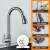 Blackswan M263 kitchen faucet, gunmetal grey, pull-out sprayer, 2 modes, pause button, close-up of spray head