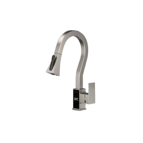 Blackswan M270 kitchen faucet, brushed nickel, pull-out spout, LCD display, 2 modes