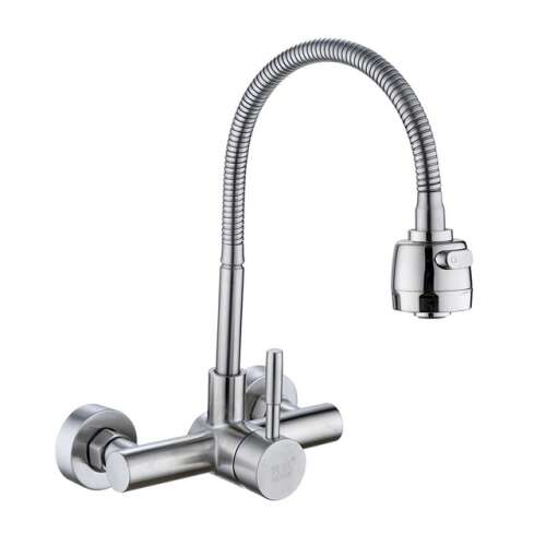 Blackswan M281 kitchen faucet, wall mounted, nickel finish, with flexible spout