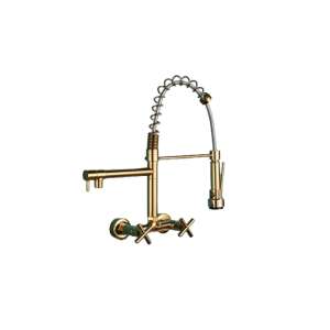 Blackswan M291 gold kitchen faucet, wall mounted, with pull-out spray - Nonbrand Faucet