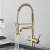 Blackswan M293 kitchen faucet, brushed gold, with pull-out sprayer and filtered water dispenser, in use