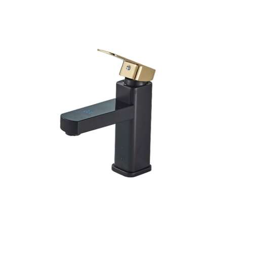 Blackswan M213 bathroom sink faucet, black and gold model, single handle, LCD display