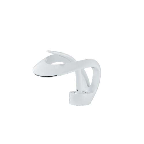 Robinet de chiuvetă pentru baie Blackswan M215, alb, model scurt cu cioc de cascadă, 15 cm