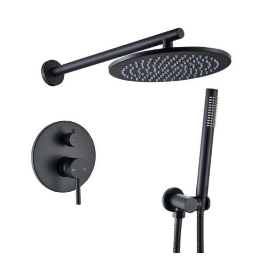 Blackswan M68.3.3 Matt Schwarz Duschset, 30 cm