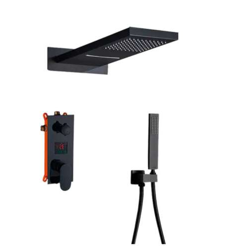 Blackswan Shower Set, M73.11 type, matt black model, 52 cm size