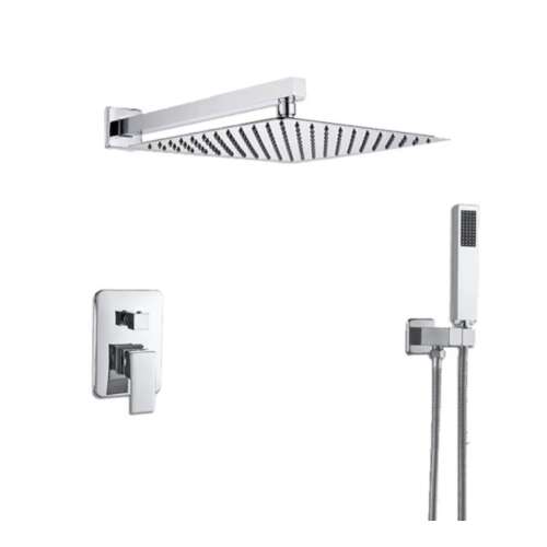 Blackswan M73.15 shower set, chrome, 25x25 cm, square shower head, handheld shower head, wall mounted
