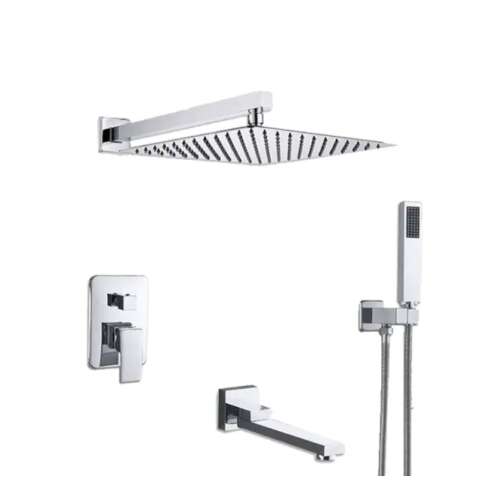 Blackswan M73.31 shower set, chrome, 40x40 cm, square shower head, handheld shower, wall mounted