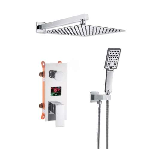 Blackswan M73.53 Smart shower set, chrome, 40 cm, with digital temperature display, overhead shower head and handheld shower head