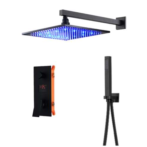 Blackswan M73.68 LED Duschset, matt schwarz, 30 cm