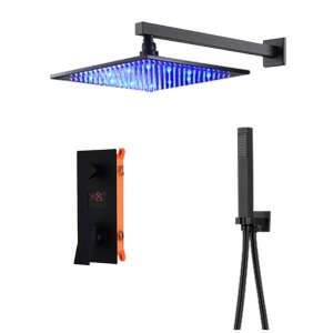 Set tuš slavine, Blackswan, tip M73.69 LED, mat crni model, veličina 40 cm