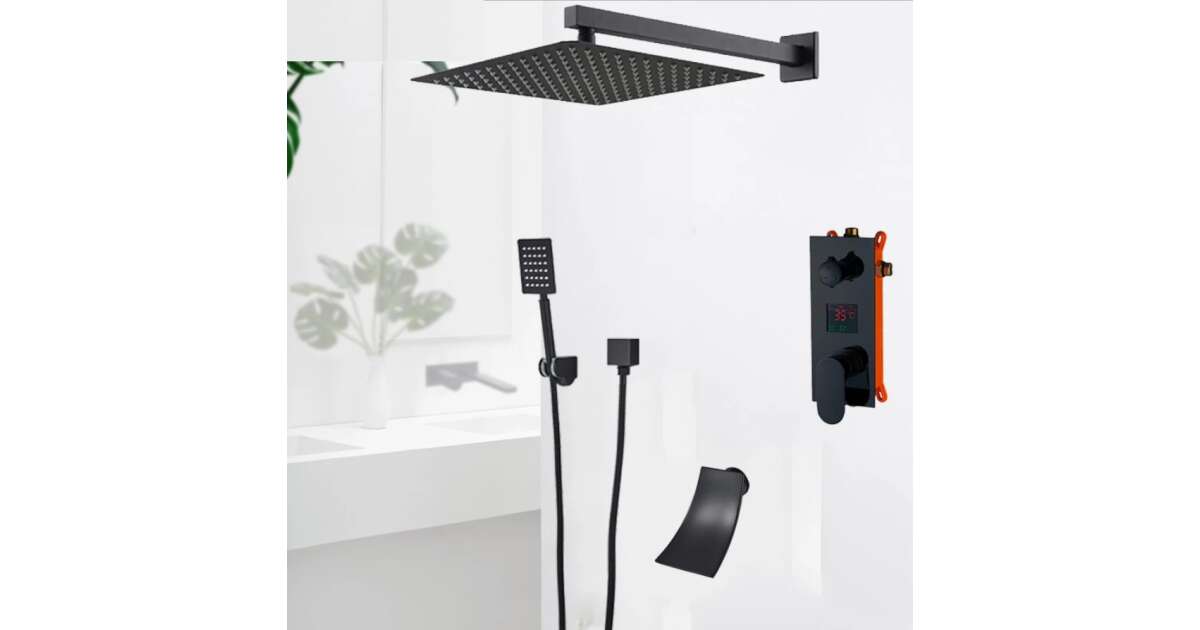 Blackswan Shower Set, M3.3 type, matt black model, 30 cm size 102641887