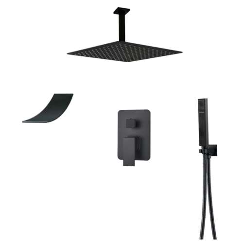Blackswan shower set, M3.8 type ceiling shower, matte black model, 30 cm