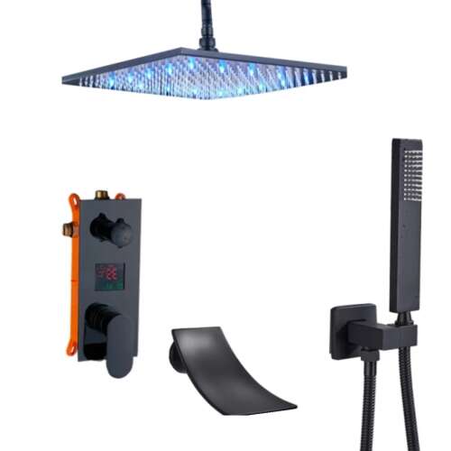 Set tuš slavine, Blackswan, tip M3.16 LED, mat crni model, veličina 40 cm 102641982