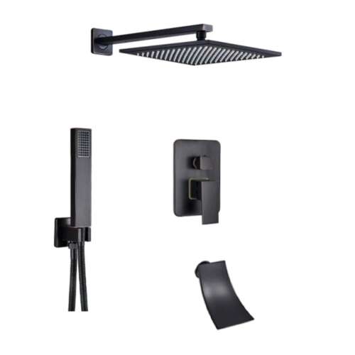 Душ комплект Blackswan M3.17 антично черно, включва душ глава, ръчен душ и стенен монтаж