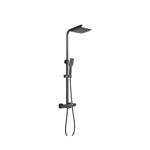 Blackswan M80.1 thermostatic shower set, matte black, 20 cm