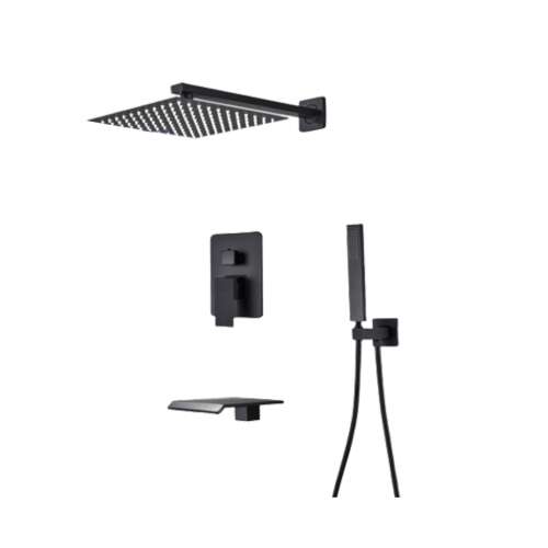 Set baterie dus, Blackswan, Tip M77.4, model cascada negru mat, dimensiune 40 cm