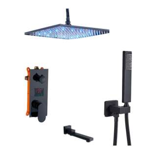 Set tuš slavine, Blackswan, tip M3.18 LED, mat crni model s okretnom slavinom, veličina 40 cm 102642322 - Set za tuširanje