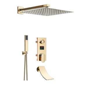 Set slavina za tuš, Blackswan, tip M60.13, sjajno zlatni model s vodopad slavinom, veličina 30 cm 102642336 - Set za tuširanje