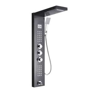 Blackswan M1047 shower panel with waterfall shower head, handheld shower, and spa jets, black - Shower set