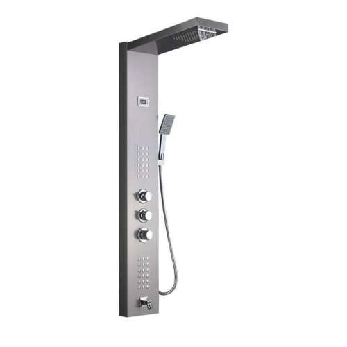 Blackswan M1047 Duschpaneel mit Thermostat und SPA-Funktion, Nickelmodell mit Armatur, 122 cm