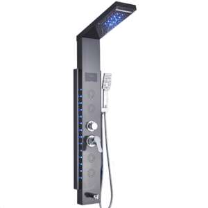 Blackswan M8003 Duschpaneel mit LED-Leuchten, digitalem Display und Spa-Funktionen - Brausegarnitur