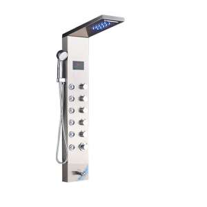 Blackswan M8007 shower panel with digital display, LED lights and spa jets, nickel finish - Shower set