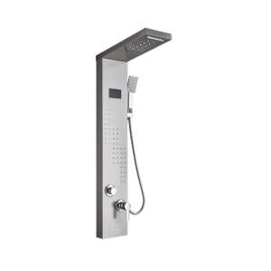 Blackswan M8012 shower panel, nickel model with waterfall shower head, digital display, LED and SPA functions, 113 cm size - Shower set