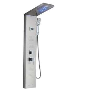 Blackswan M8014 Brushed Nickel Shower Panel with Waterfall Spout, Digital Display, LED Lights, and Spa Function - Shower set