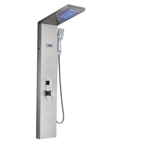 Zuhanypanel, Blackswan, M8014 típusú nikkel modell vízesés csapteleppel, digitális kijelzővel, LED és SPA funkciókkal, méret 114 cm