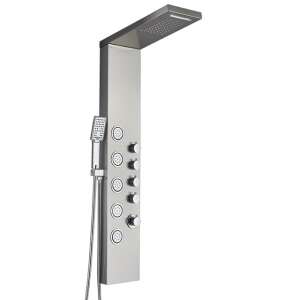 Sprchový panel Blackswan M8015 z brúseného niklu s viacerými sprchovými hlavicami a ručnou sprchou - Sprchová súprava