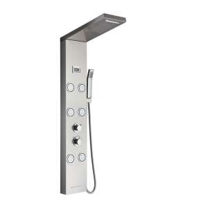 Blackswan M8018 shower panel with digital display, waterfall spout and SPA functions, nickel finish - Shower set