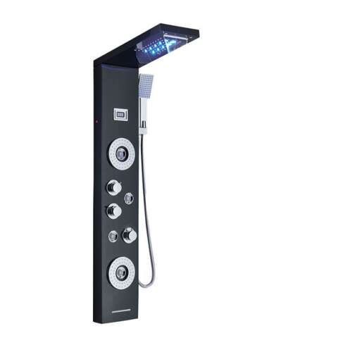 Blackswan M8019 shower panel with LED lights, digital display, waterfall spout and SPA functions, 114 cm