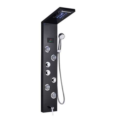 Blackswan M9001 Black Shower Panel with LED Lights and Digital Display