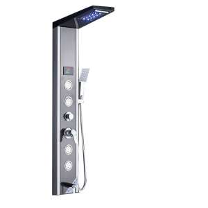 Panel prysznicowy Blackswan, model M9004 czarny z diodami LED, wyświetlaczem cyfrowym, baterią i funkcjami SPA, rozmiar 112 cm