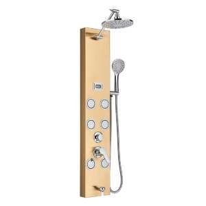 Blackswan M7008 gold shower panel with digital display, handheld shower and spa jets - Shower set