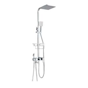 Blackswan M127 shower column, chrome, with adjustable shower head, hand shower, shelf and 4-way control - Shower set