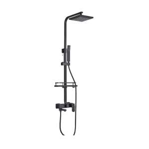 Blackswan M128 shower column, matte black, with adjustable shower head, hand shower, shelf, and 4-way control - Shower set
