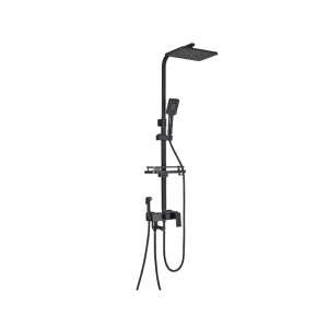 Blackswan M130 shower column, matte black, with adjustable shower head, handheld shower, shelf, and bidet spray - Shower set