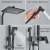 Blackswan M130 shower column, collage showing the different components: rainfall shower head, handheld shower, bidet spray, and mixer valve