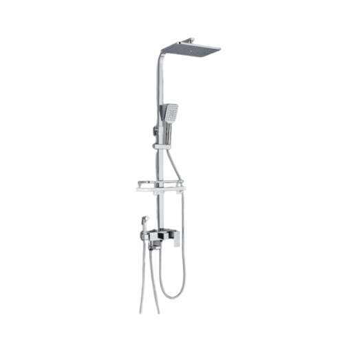 Blackswan M131 shower column with adjustable chrome model, movable faucet, high-pressure shower head and shelf, 29 cm
