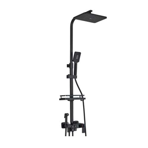 Душ колона Blackswan M137 с термостат, регулируем черен модел, с ръчен душ, душ с високо налягане и цифров дисплей, размер 110 cm