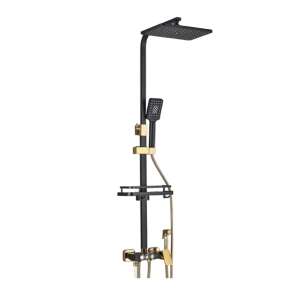 Tuš stup, Blackswan, tip M144, podesivi crno/zlatni model, s pomičnom slavinom, tušem visokog tlaka i policom, veličina 116 cm 102642898 - Set za tuširanje