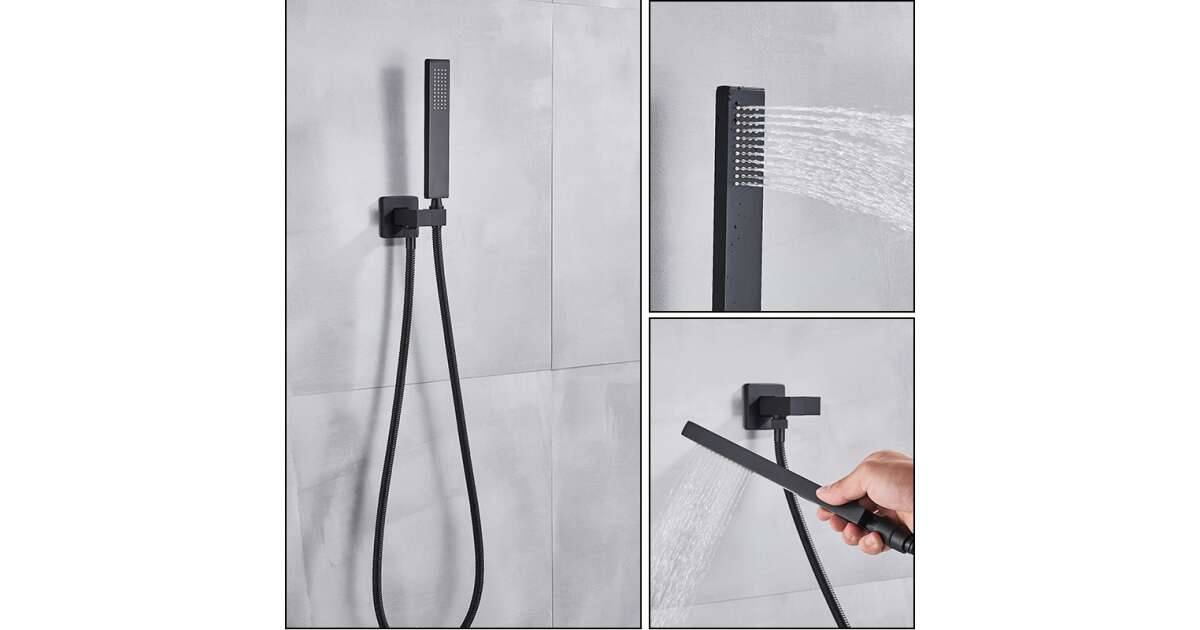 Blackswan Shower Set, M157 type, Matt Black model, 2-way, thermostat and ceiling mount, size 80 cm 102642970
