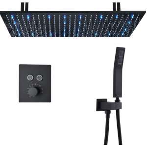 Sprchový set Blackswan M160 matná čierna s LED osvetlením, 2-cestný termostat, 80 cm - Sprchová súprava