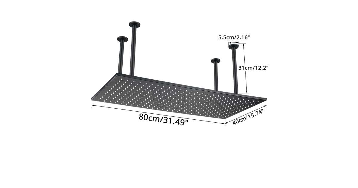 Blackswan Shower Set, M161 type, matt black model, 3-way, thermostat, LED lighting, mobile shower head and ceiling mount, size 80 cm 102642996