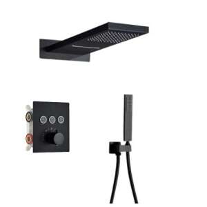 Blackswan M164 Matt Black 2-Way Thermostatic Shower Set with Overhead Shower and Hand Shower - Shower set