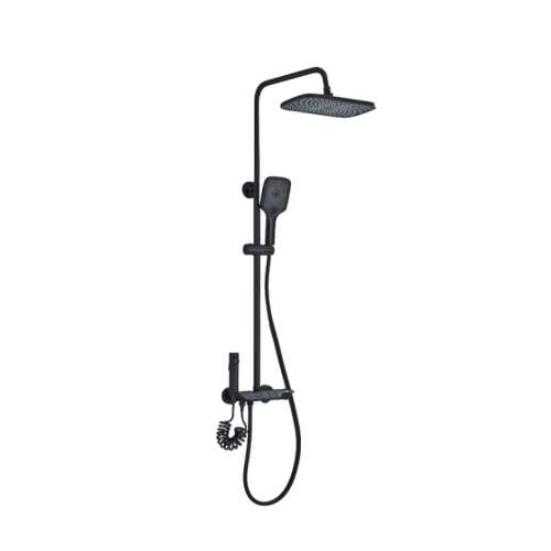 Duschsäule, Blackswan, Typ M166, verstellbares schwarzes Modell, mit verstecktem Wasserhahn und Druckbrause, Größe 120 cm 102643035