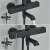 Blackswan M172 shower column, black, close-up of the thermostat and mixer valve